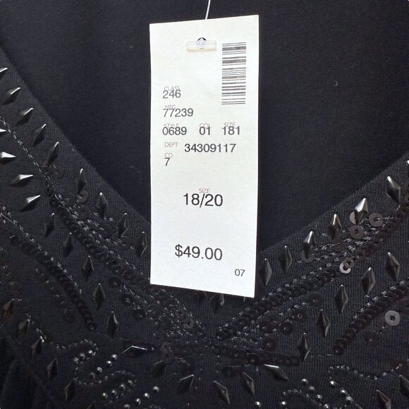 AVENUE Black Sleeveless Top Plus Size 18 / 20 Sequin Stretch Womens V-Neck NEW - Picture 4 of 7